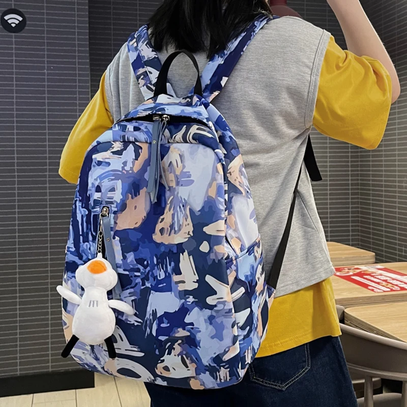 

Школьный рюкзак, Женский Модный повседневный рюкзак, водонепроницаемый нейлоновый рюкзак с аниме для девочек, сумка для книг большой емкос...