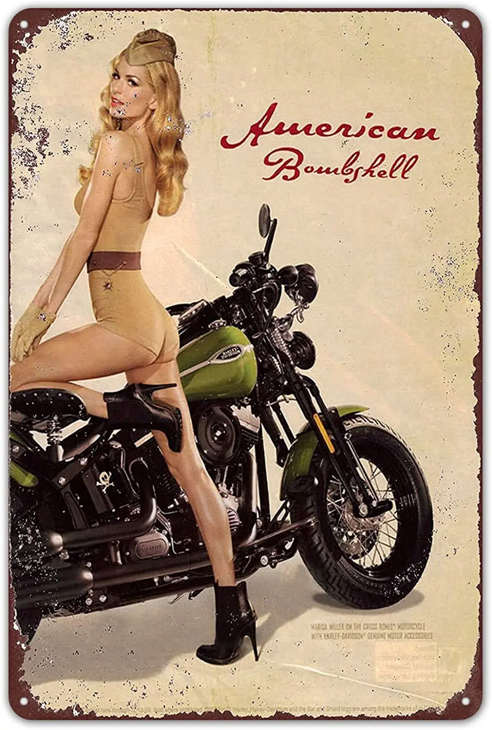 Sarcarse винтажные металлические знаки подвал декор искусство США Второй мировой войны Винтаж 1943 мотоцикл Pinup девушка жестяной знак Ретро паб стена 8x12