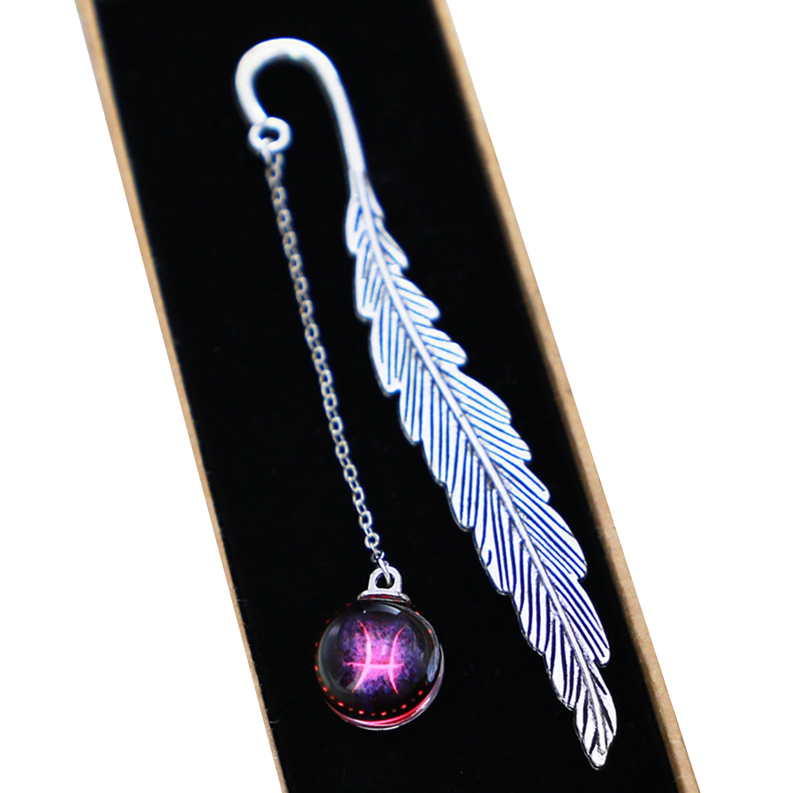 

Birthday Constellations Metal Feather Bookmark Luminous Pendant Is Practical Creatives Gift for Readers Student Friend LBS