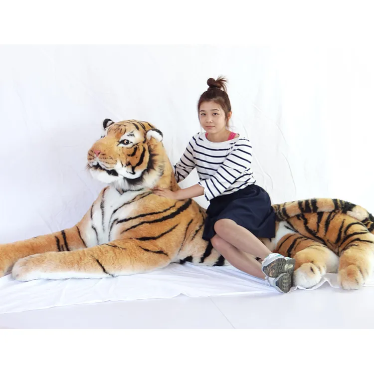 

[Funny] Simulation 220cm Large Domineering Animal Amazing Realistic Tiger Plush Toy Collection Photography props Home decoration