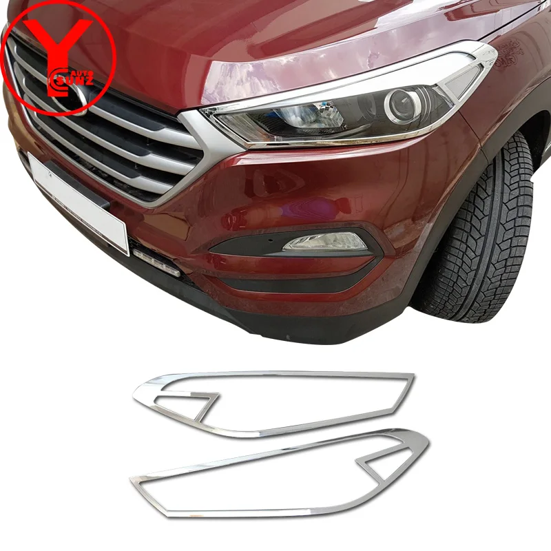 2016 2017 крышка передней фары для hyundai Tucson ABS аксессуары автозапчасти хромированный