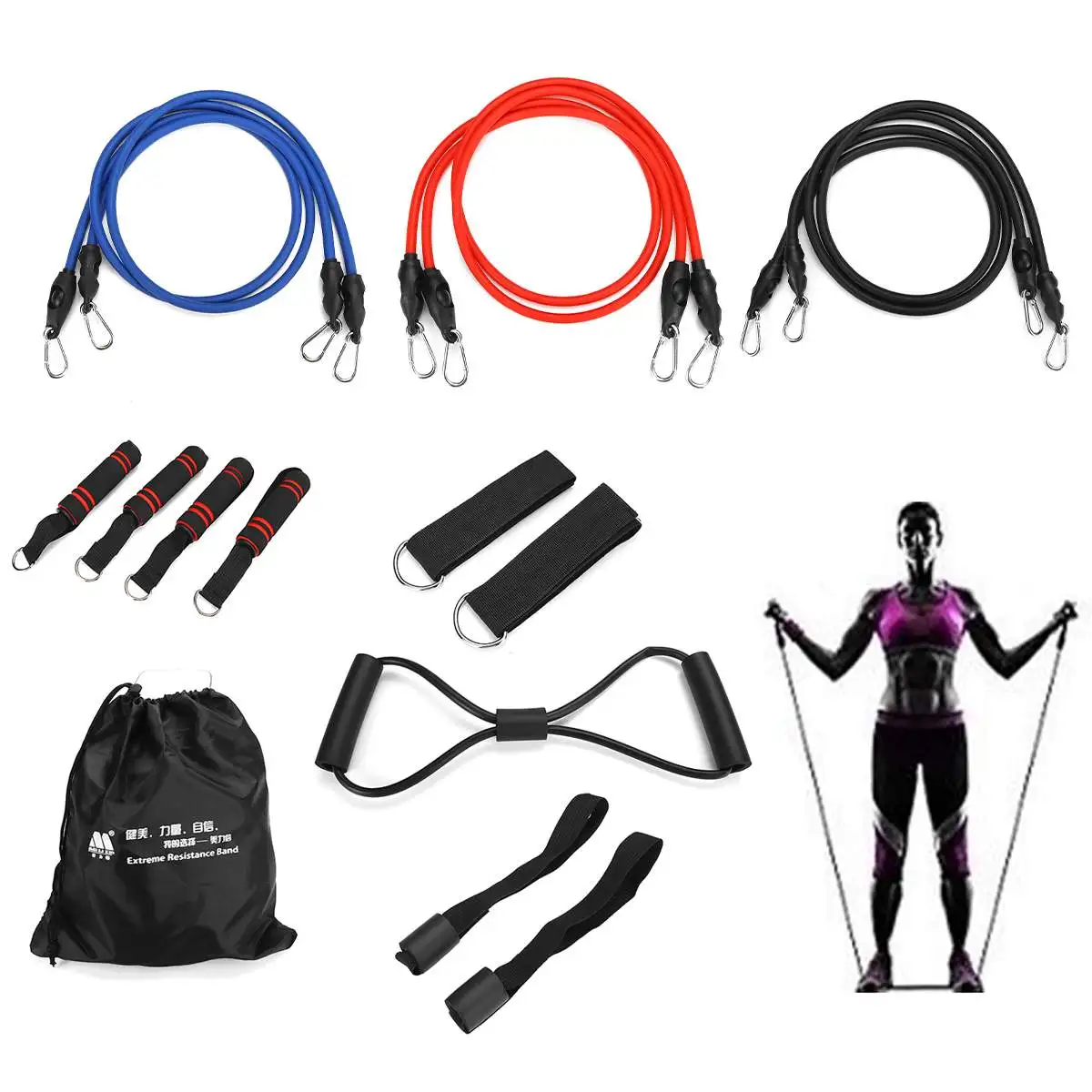 

16Pcs Latex Resistance Bands Set Gym Equipment Fitness Yoga Pull Rope Strength Training Elastic Exercise Expander