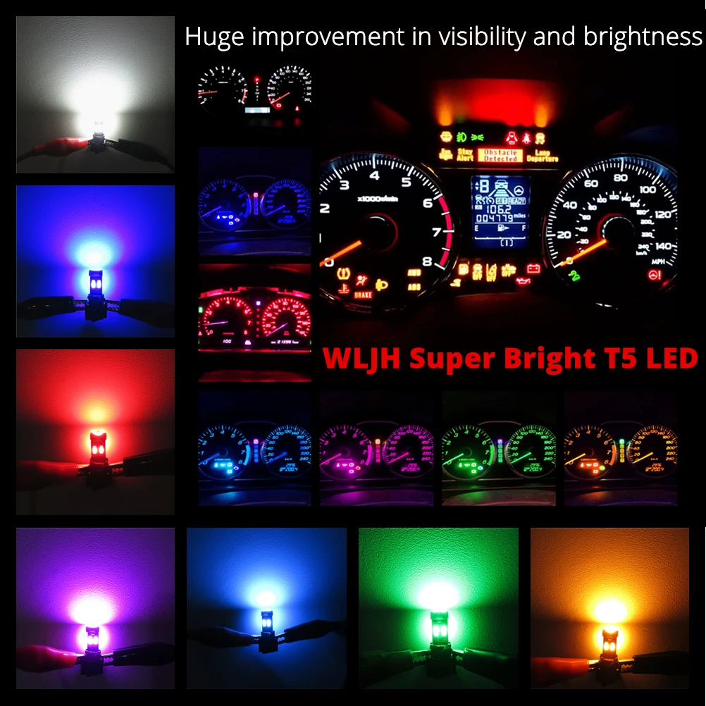 WLJH 20 штук ярких T5 светодиодный 37 73 74 286 2721 4014SMD приборной панели калибр Даш