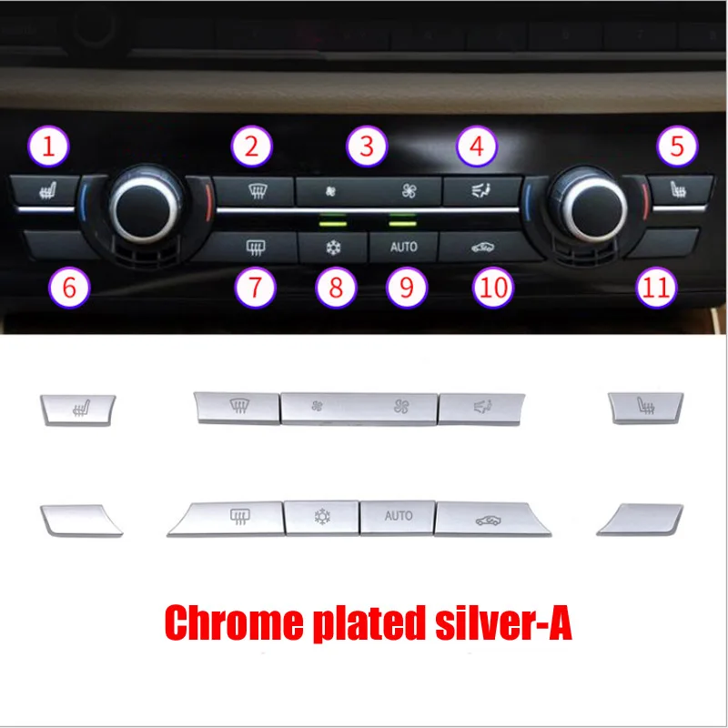 Хромированные кнопки для кондиционера из АБС пластика BMW F10 F11 F06 F01 E70 E71 F25 F26 X5 X6