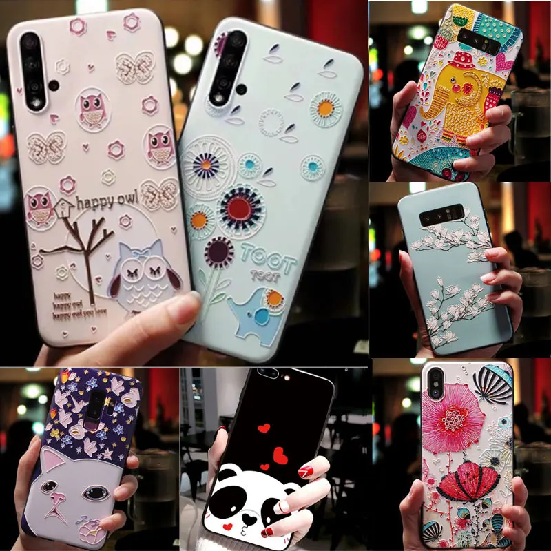 Чехол для Huawei Y6S 2020 мягкий силиконовый чехол с 3D тисненым цветком Y9S Y7 2019 модный