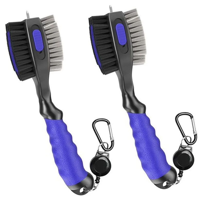 

NEW-New Golf Club Brush and Groove Cleaner Retractable Zipline Carabiner Oversized Golf Brush Head Golf Club Cleaner