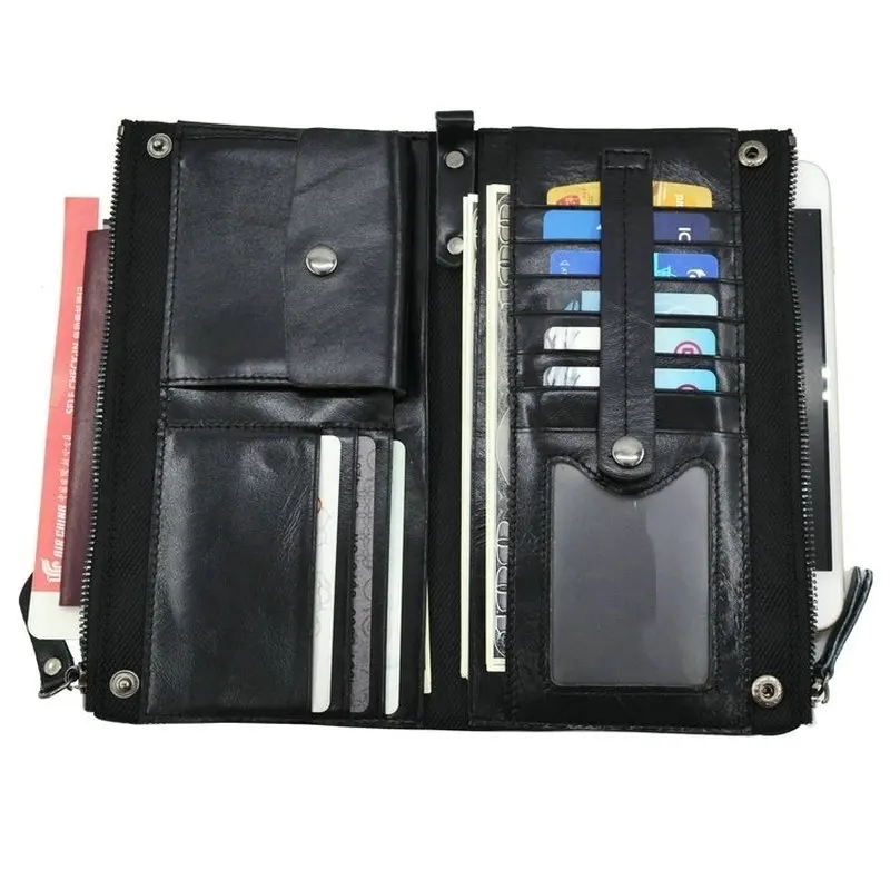 Мужской кошелек на ремешке из натуральной кожи с карманом для телефона Длинные