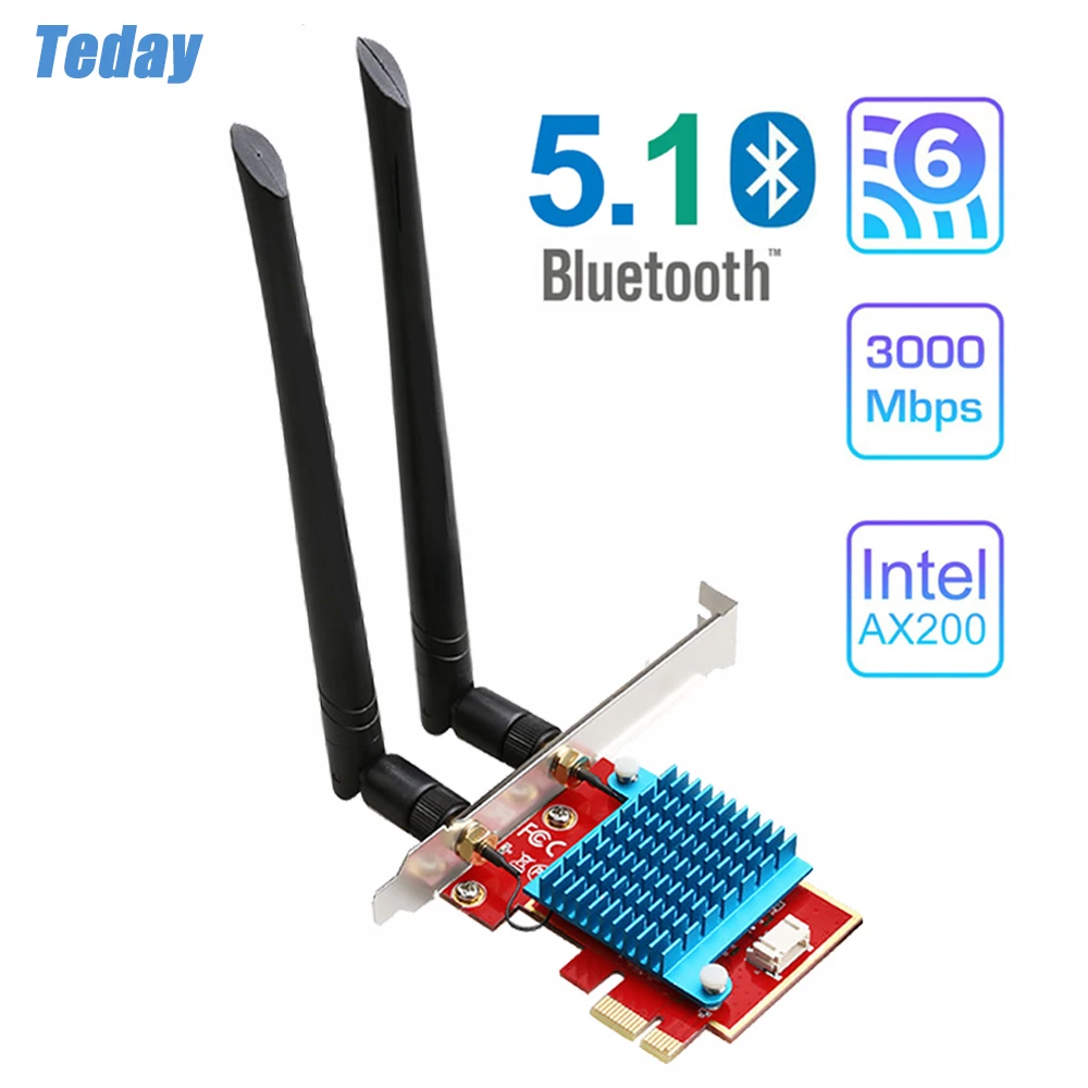 Dual band 3000 Мбит/с Wi Fi 6 PCIe Беспроводной адаптер для ПК Intel AX200 антенны 2 4G/5G 802.11ac/ax Bluetooth