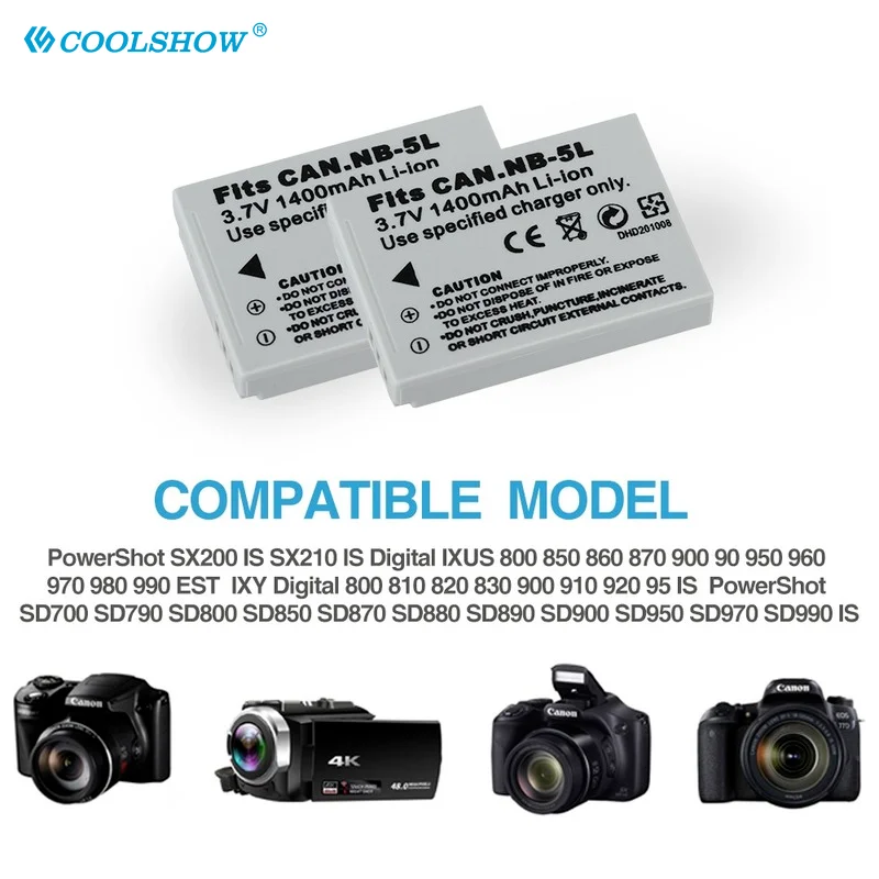 NB-5L NB5L Батарея для Canon SX200is SX210IS SX220HS SX230HS CB-2LXE выстрел S100 S110 SD950 SD 1400 мА/ч Камера