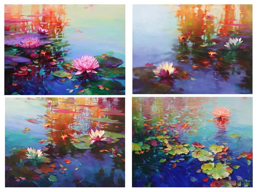 Алмазная 5D картина сделай сам вышивка крестиком с листьями лотоса цветами наборы