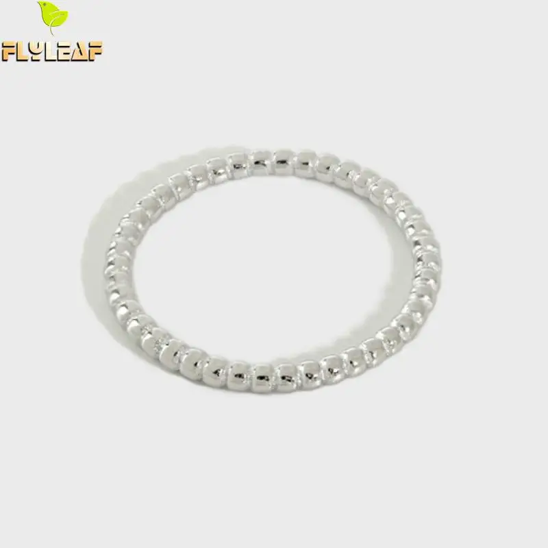 

Женские многослойные кольца 925 пробы, серебристые кольца с узором из бисера, минималистичные ювелирные украшения для девушек