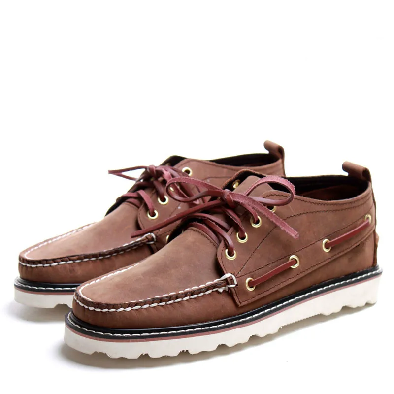 Весенние мужские ботинки из натуральной кожи на шнуровке короткие ручной работы