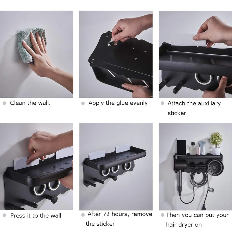 Wall Mount Hair Dryer Holder Self Adhesive Magnet Stand Storage Rack Organizer for Dyson Blow Bathroom Storag | Дом и сад