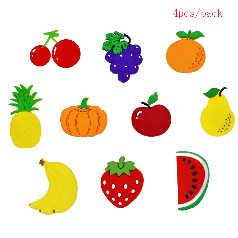 4 pcs fruits 16/10/3 шт. холодильник магнитный Сувенир 3d Животные автомобили овощи, фрукты магниты для холодильника магнит на холодильник декор для детей - Цвет: 4 pcs fruits