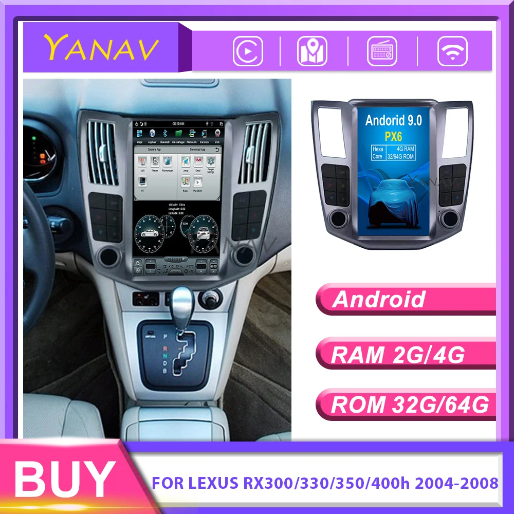 Автомобильный DVD плеер с вертикальным экраном на Android для LEXUS RX300/330/350/400h 2004 2008 GPS