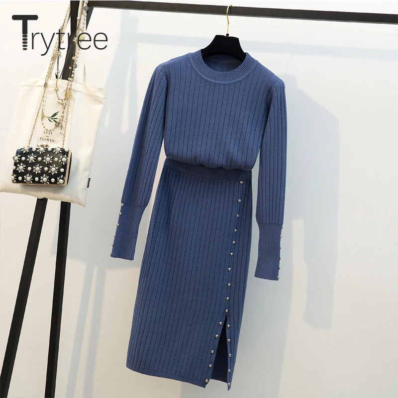 Trytree/осенне зимний комплект из двух предметов вязаный Повседневный пуловер с