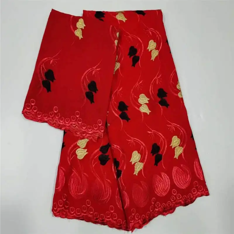 Мягкая искусственная 100% хлопчатобумажная африканская кружевная ткань высшего