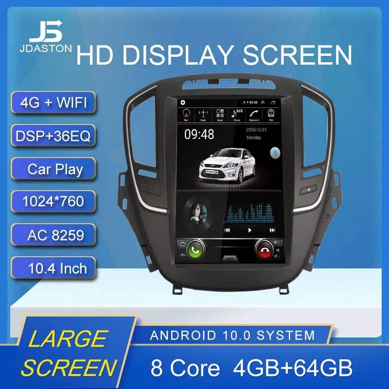 

Автомобильный мультимедийный плеер, плеер на Android 10, с GPS, для Opel insignia, vauxhall, holden/Buick Regal 10,4-2009, типоразмер 2 Din