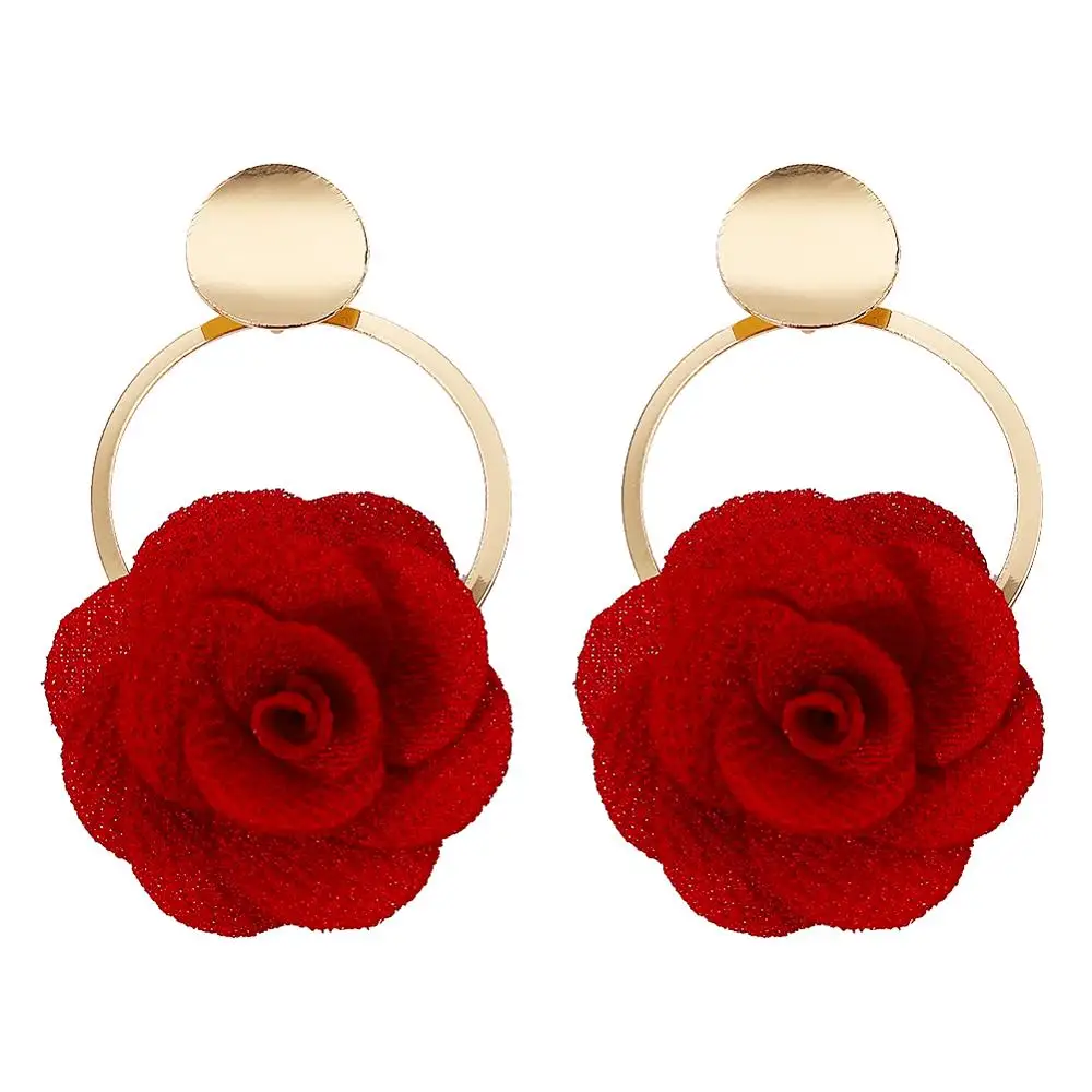 Женские серьги с цветными розами Dvacaman Модные металлические массивные свадебные