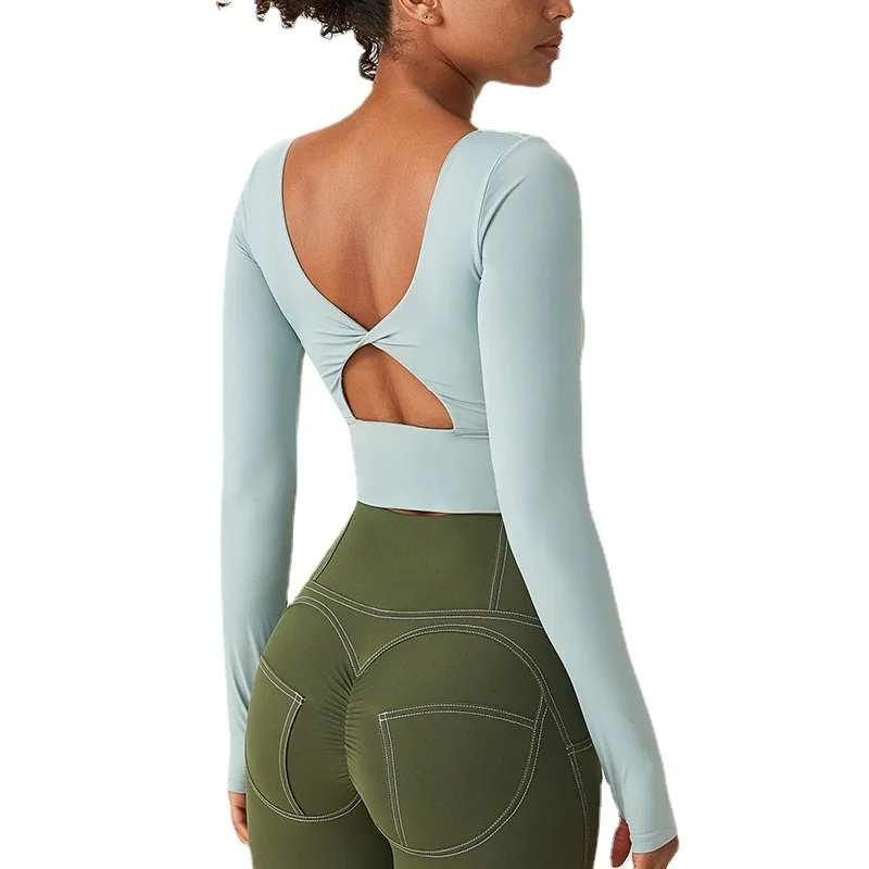 Antibom Women's Shirt Long Sleeve Hollow Out Sports Padded Crop Top Breathable Running Athleticwear Fitness Gym Yoga Shirts New