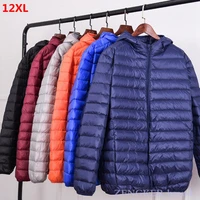 super size thin and light hooded mens down jacket large size coat man puffer plus size winter jacket men 12xl 11xl 10xl 9xl