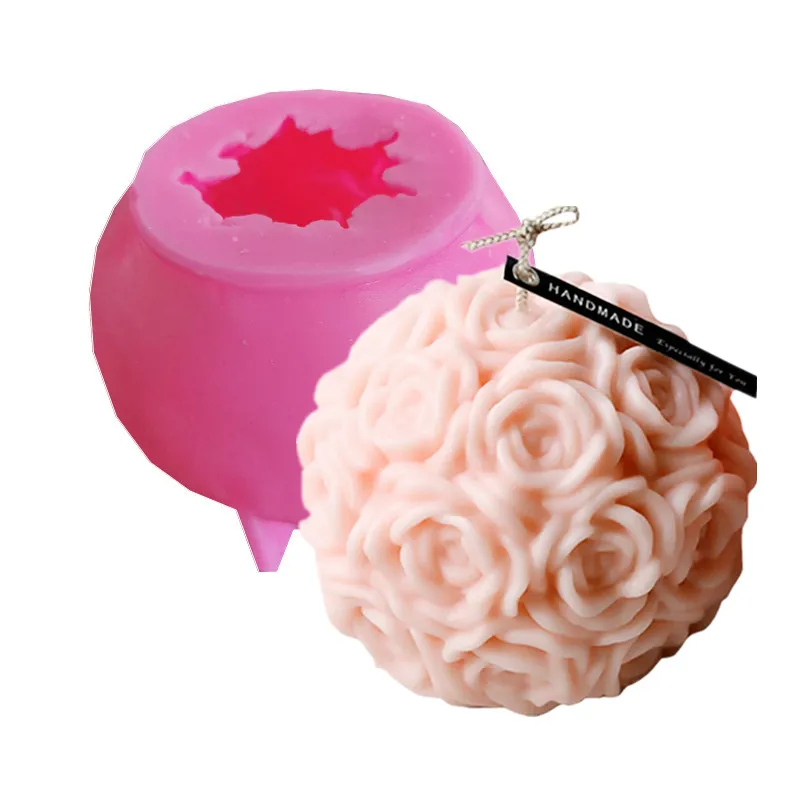 

Rose flower spherical candle silicone mold Mousse Cake Chocolate Tool Aromatherapy plaster resin tools Valentine's Day Mold