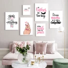 Картины на холсте с лаком и ресницами, розовый постер для ногтей, цитаты, настенный художественный принт, Постер в скандинавском стиле для спальни, домашний декор без рамки