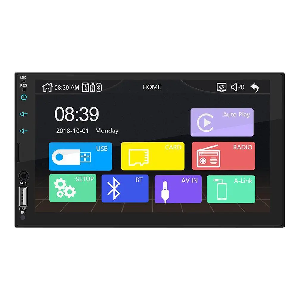 7-дюймовый MP5-плеер 2 DIN с сенсорным экраном стерео FM-радио Bluetooth поддержка Android/IOS