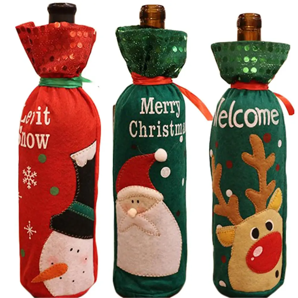 Все виды стилей блесток рождественские украшения бутылки вина набор