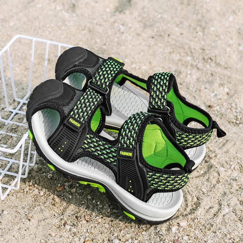 Сандалии детские кожаные с закрытым носком пляжные босоножки кроссовки кожаная