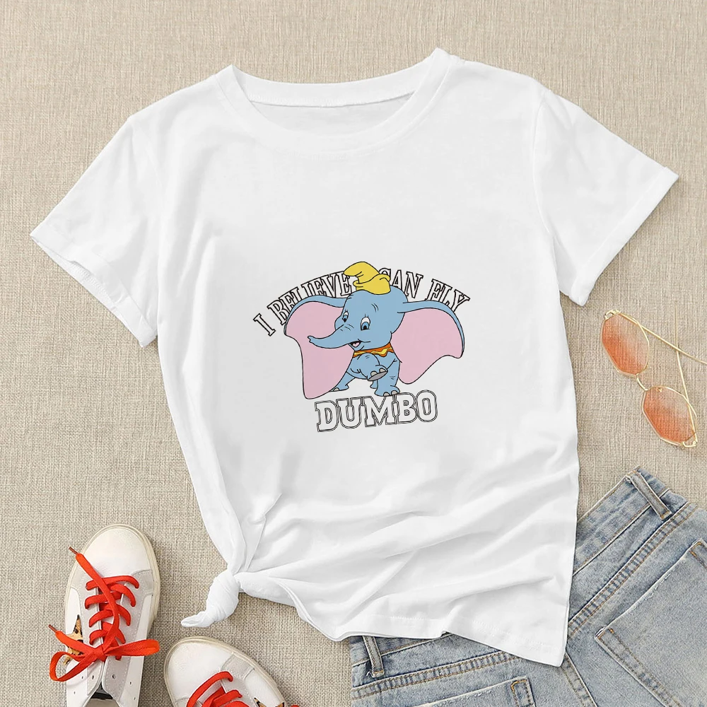 

Funny Cute Dumbo Tee shirt Womens Believe Yourself Girls Can Do Anything T Shirt Summer Urbano Casual Camiseta Mujer Disney