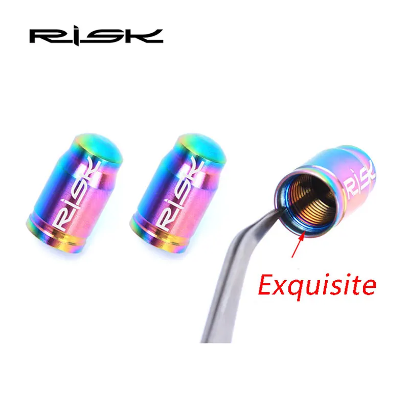 Risk 2pcs Titanium Bicycle Valve Caps MTB Road Bike Tire Wheel Presta/Schrader Protector Dust Cover Accessories | Спорт и