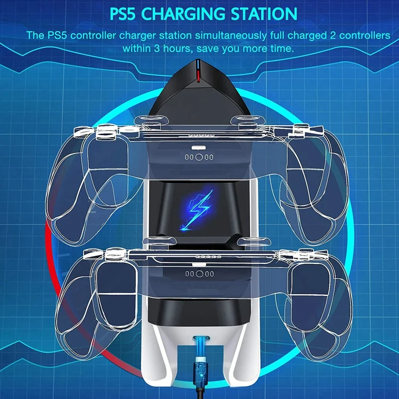 Dual Controller Charging Stand for Playstation 5 Dock Station with LED Indicator PS5 | Электроника