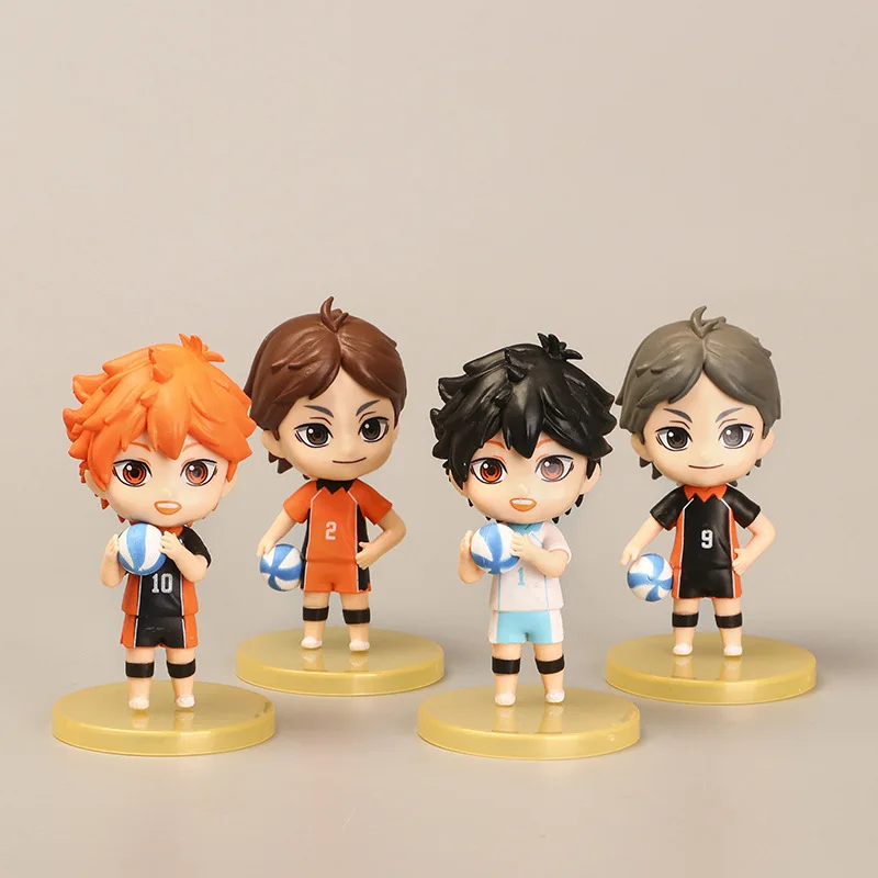 

Japanese Anime Haikyuu!! Anime Shoyo Hinata Tobio Kageyama Jersey 4 Models Standing Posture Base PVC Birthday Gift Figurines Toy