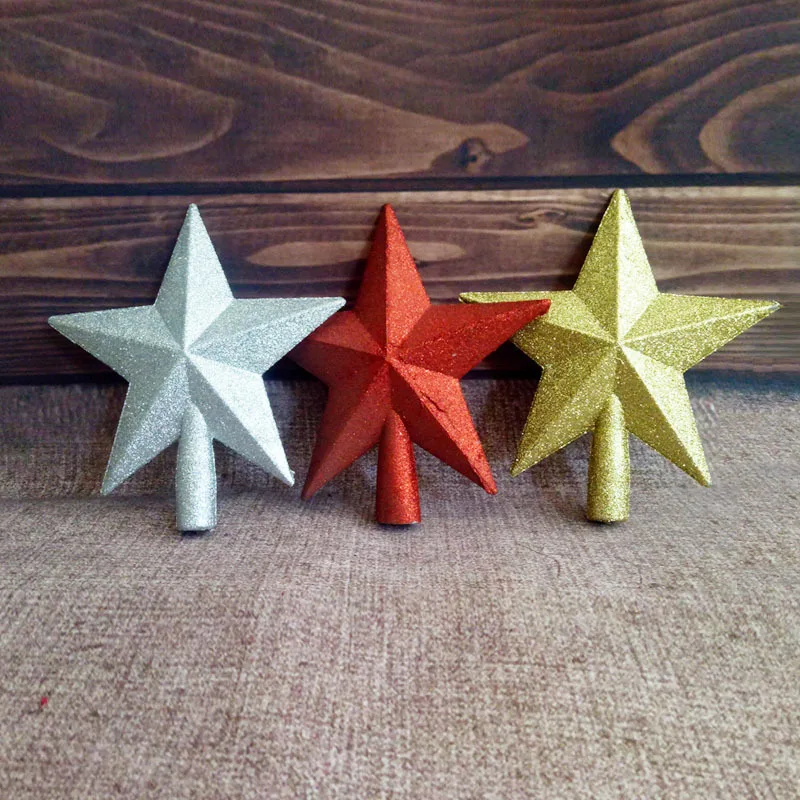 Рождественская елка звезда верхнее украшение 3D золото красный серебристый цвет