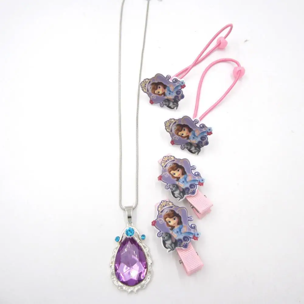 Новинка 3 шт./компл. детское ожерелье для девочек София подарок детей фиолетовый