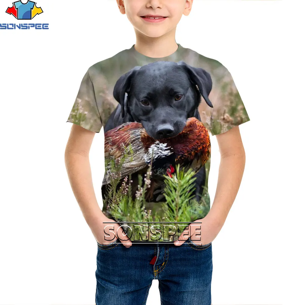 Камуфляжная футболка для мальчиков SONSPEE с 3D изображением охотничьих диких собак