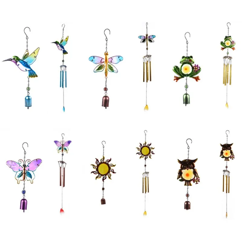 

Creative Metal Glass Wind Chimes Cute Hummingbird Owl Butterfly Wind Chimes Hanging Ornament Home Decoration Wind Bells Craft