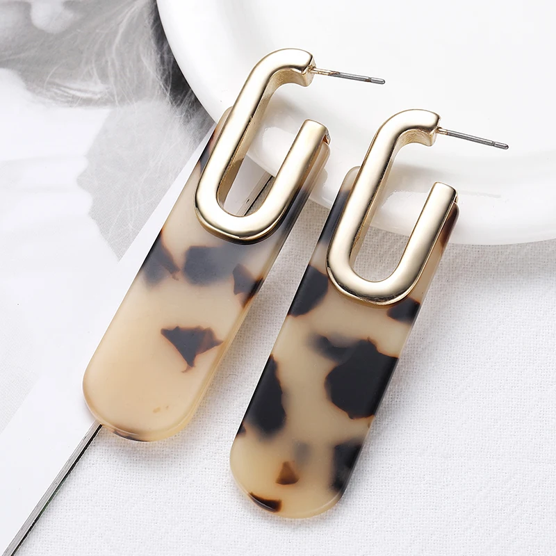 Модные Леопардовый цвет акриловый геометрической формы серьги-подвески Женские