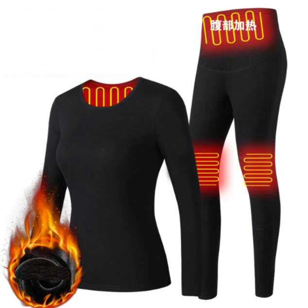 Зимнее нижнее белье с подогревом питанием от батареи USB флисовые футболки и штаны
