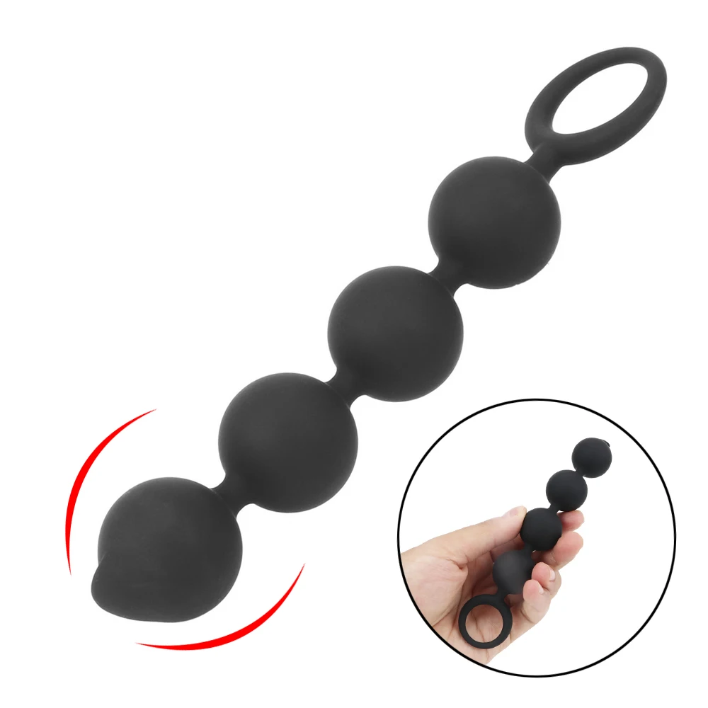 Анальная пробка VATINE с натяжным кольцом 4 шарика анальные бусины точка G