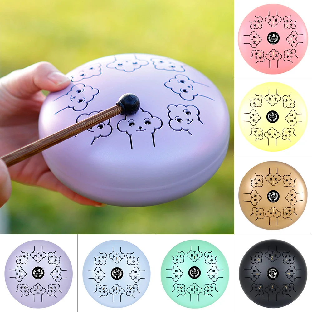 

M MBAT 5.5 Inch Steel Tongue Drum Set 8 Tune Handpan Gift Drums With Drumstick Manual Carrying Bag Appearance Patented Product