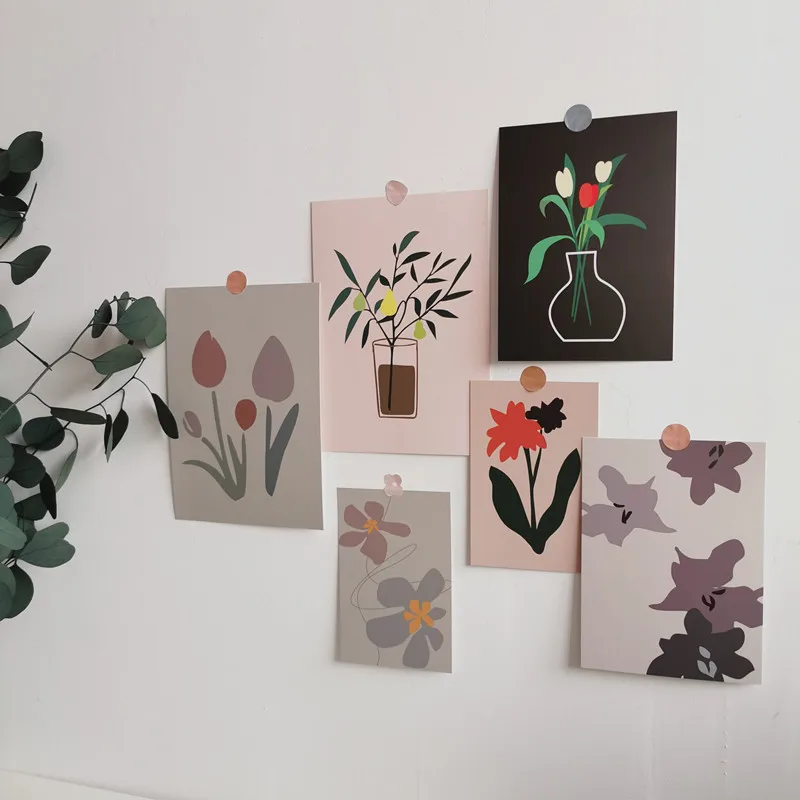 3 листа ваза-Тюльпан Morandi цветное украшение Набор открыток корейские