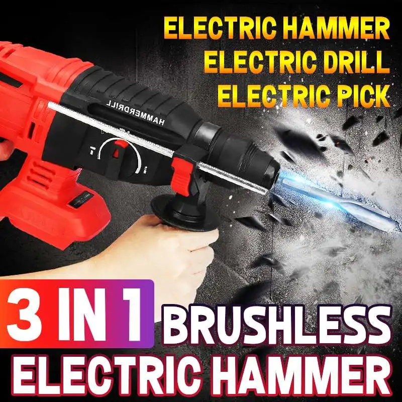 

28mm Brushless Impact Drill 3 Functions Electric Rotary Hammer Drill Screwdriver Power Tool Electric Tool for Makita 18V Battery