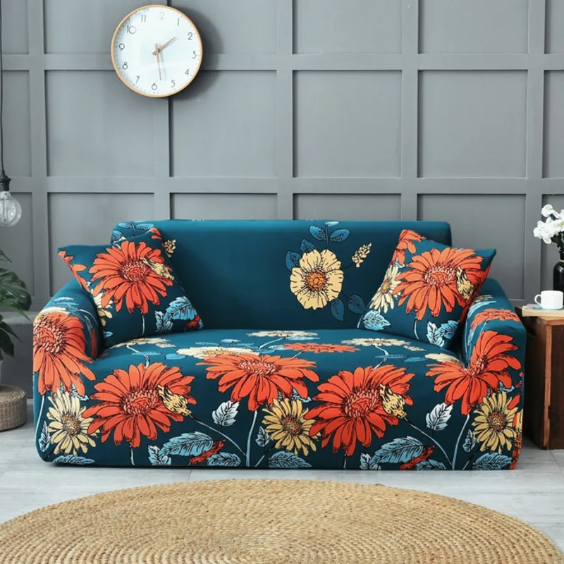 Модные эластичные чехлы для диванов с цветочным принтом и растительным гостиной