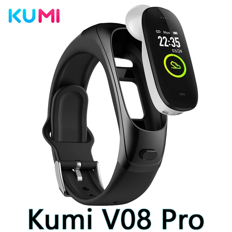 

Global Version Smart Watch KUMI V08 Pro Earband Sport Heart Rate Wrist-based BT5.0 Earphone Bluetooth Call Smart Bracelet