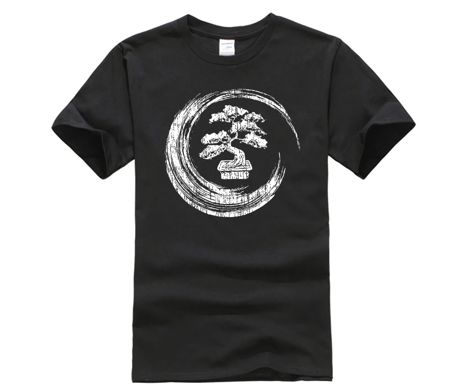 Летняя мужская футболка Phiking обычный бонсай дерево Энсо круг винтажная дзен