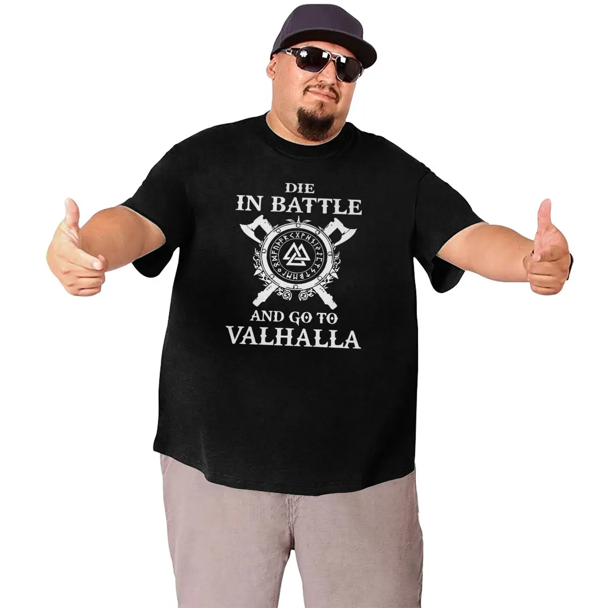 Мужская хлопковая футболка Odin с викингами надписью Die In Battle Go To Valhalla большого