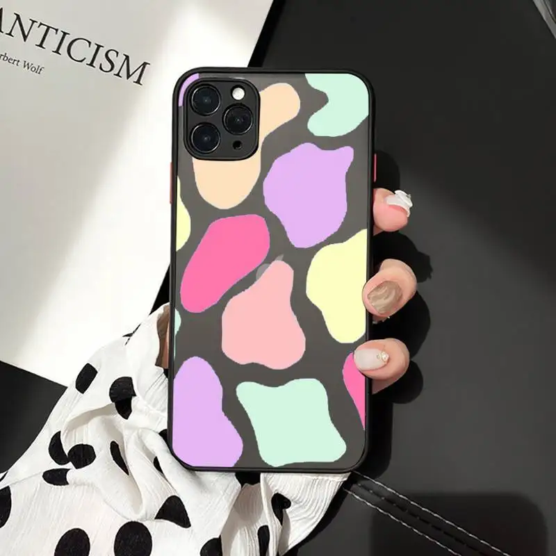 

Cow color Print fashion Pattern texture Phone Cases matte transparent For iphone 7 8 11 12 plus mini x xs xr pro max cover
