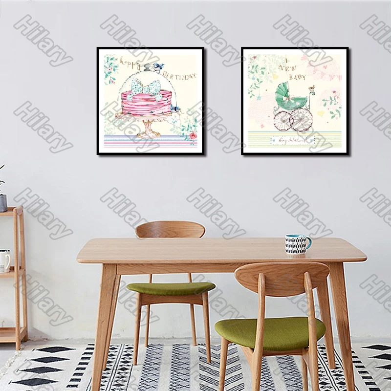

Posters Books Cake Cartoon Canvas Painting and Prints Wall Art Decoration for Living Room and Bedroom 3Pcs Frameless Style